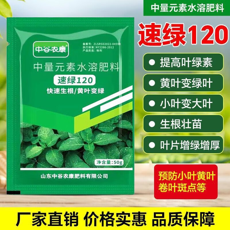 速绿120叶绿素正品家庭种菜园艺壮苗果树蔬菜玉米黄叶变绿叶面肥 精心研制【进口配方】速绿120 【80袋*50克】