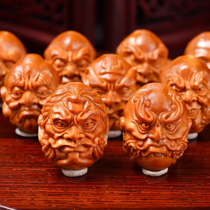 珍百福橄榄核手串 十八罗汉 文玩橄榄核雕手串男 心江手工刻 1.9*2.3cm