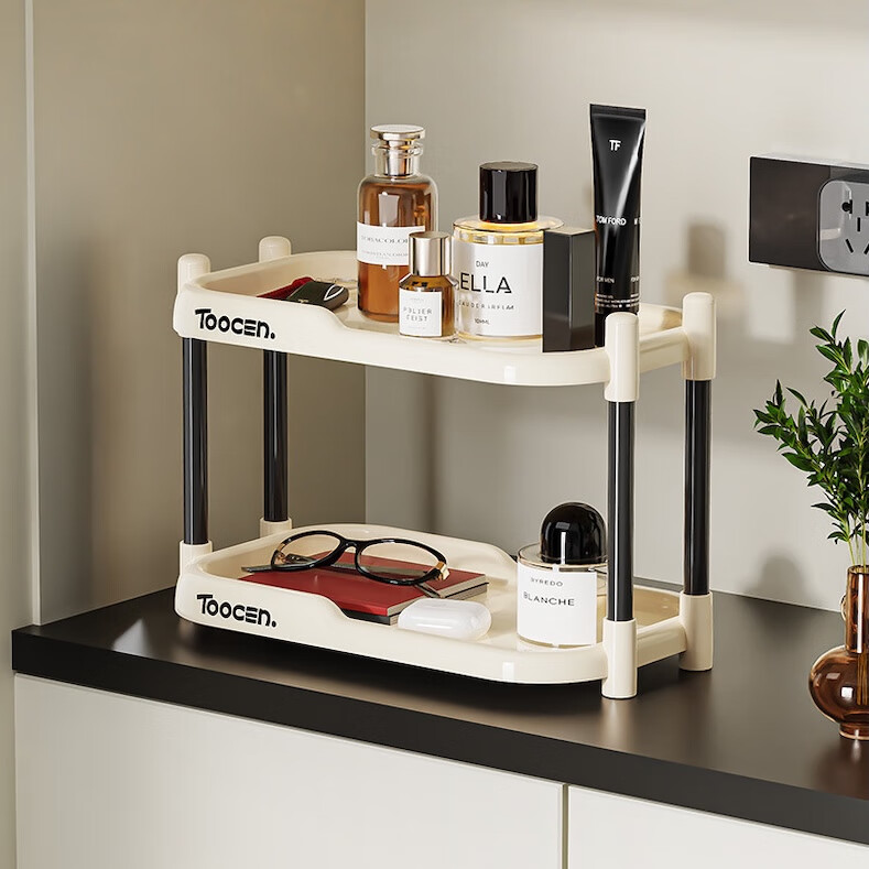 桌面置物架台面办公桌收纳多功能架子书桌收纳架办公室桌上杂物架 桌面置物架-二层绿