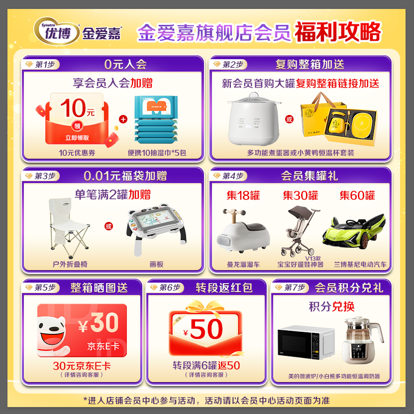 优博金爱嘉【官方正品】优博金爱嘉2段婴幼儿配方牛奶粉800g*1罐二段旗舰店