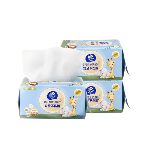 维达（Vinda）婴儿洗脸巾80抽*3包 一次性毛巾抽取式宝宝专用 母婴洁面擦脸巾