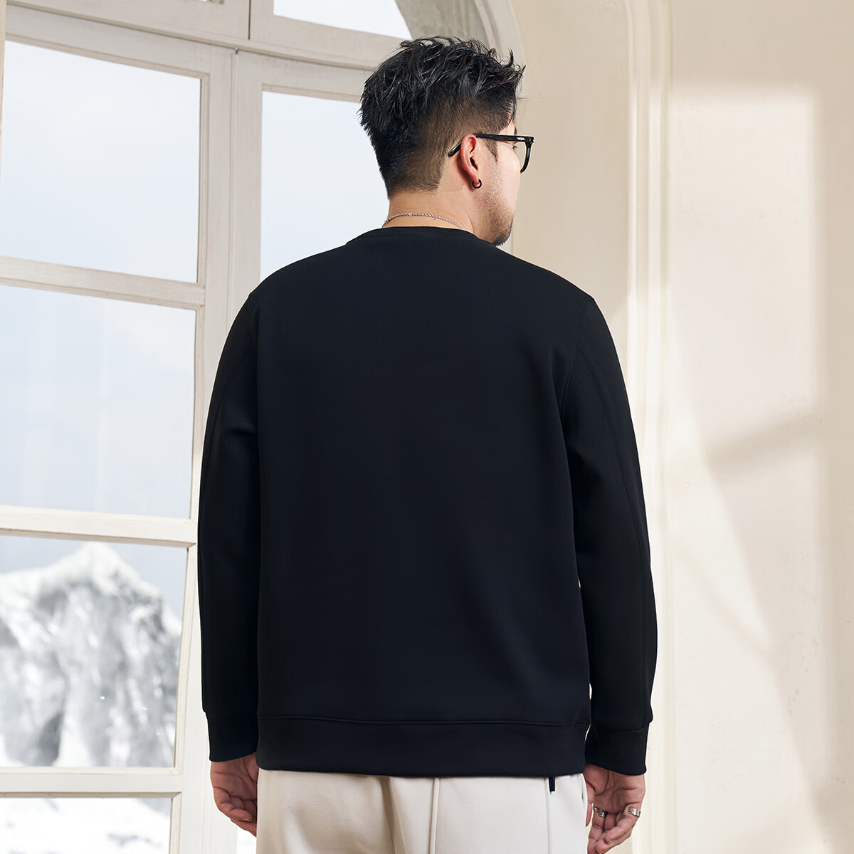 黑劲大码男装秋冬季加绒加厚内搭长袖男士胖子加肥加大宽松卫衣外套 黑色 3XL 200-220斤