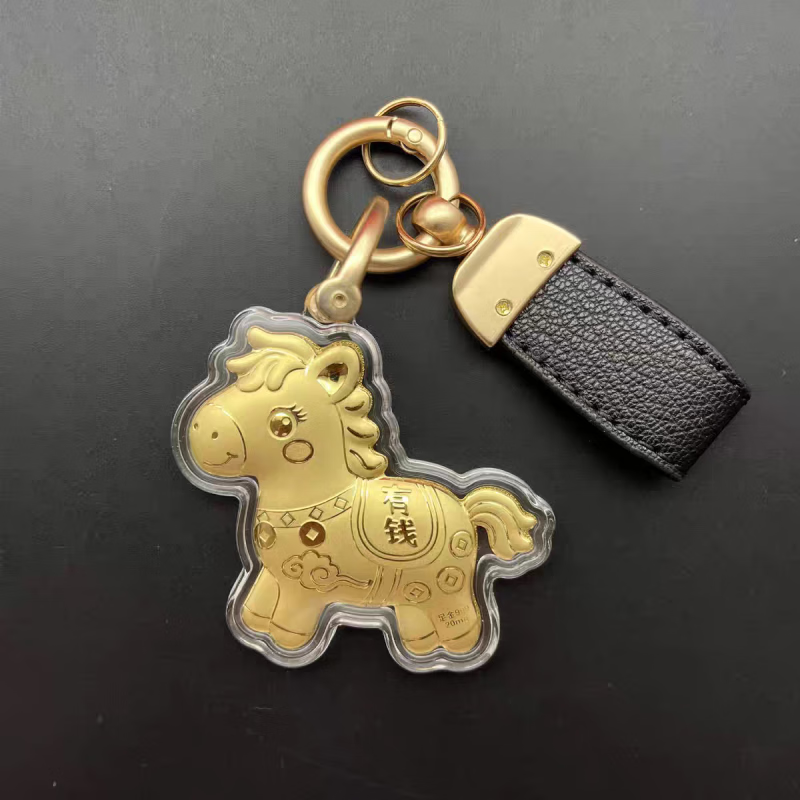 胖东来同款马钥匙扣足金999黄金马年马上有钱钥匙扣挂件书包挂件 足金20mg马上有钱小马+黑色挂绳
