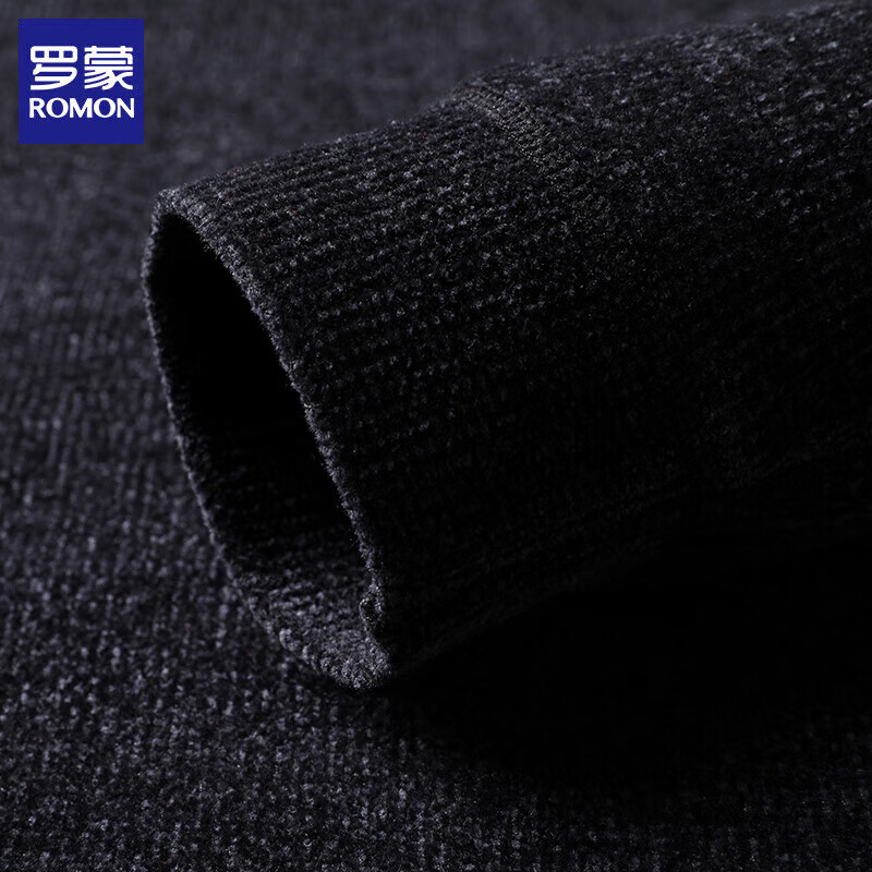 罗蒙（ROMON）加绒雪尼尔毛衣男加厚秋冬圆领针织衫男士套头毛衫中年保暖线衣 灰色 2XL (180) (建议体重150-165斤)