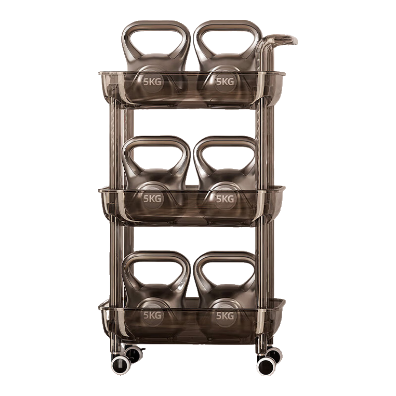 也雅（Yeya）小推車(chē)置物架可移動(dòng)零食架客廳嬰兒廚房浴室落地夾縫收納架子 百搭歐灰透-3層【加厚升級+萬(wàn)向輪】.