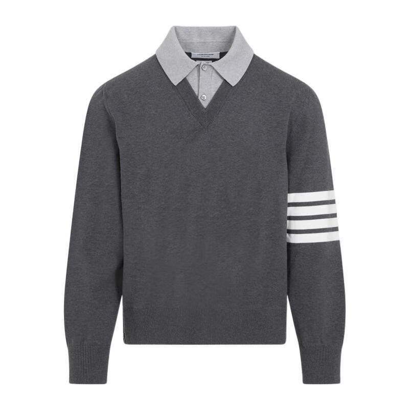 湯姆 布朗（THOM BROWNE）男士衛衣保暖舒適棉質(zhì)長(cháng)袖日常通勤針織衫休閑 灰色 均碼 5