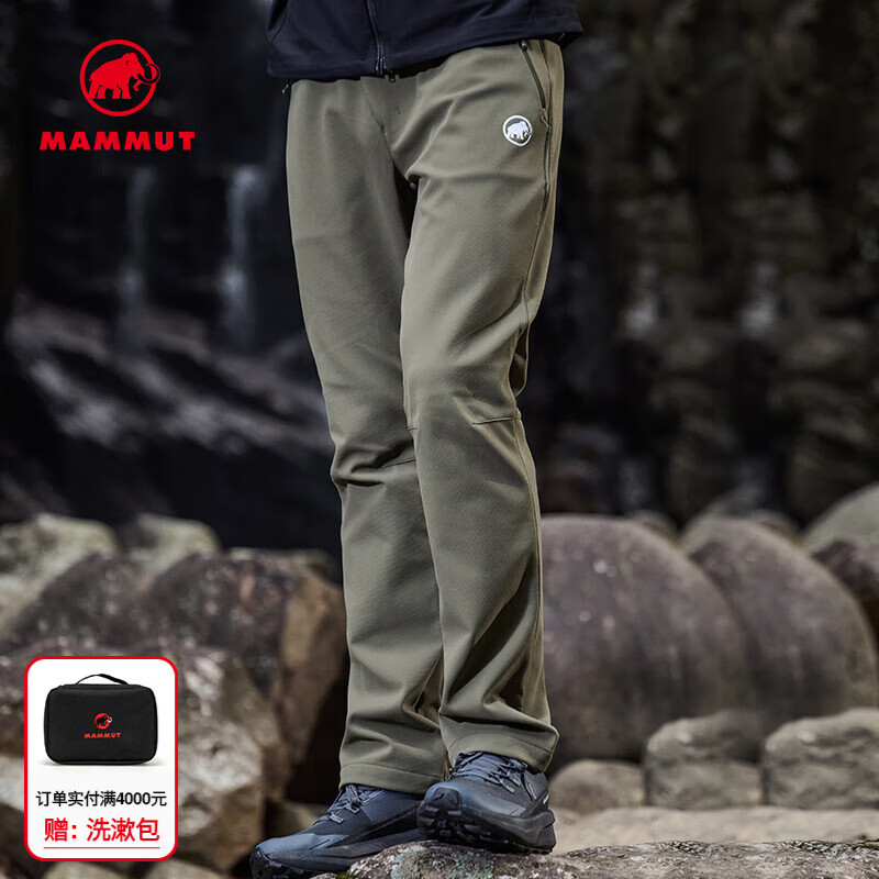 猛犸象（MAMMUT）Clion 男士户外弹性防风保暖松紧腰带抓绒软壳裤 蜥蜴绿色 L