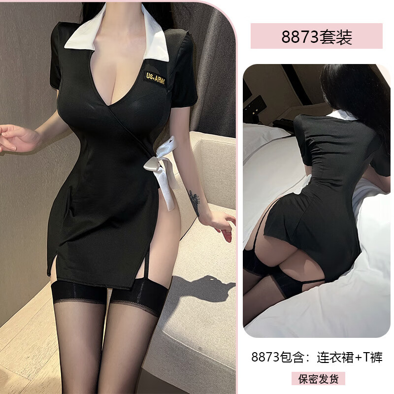 雨恋馨原创情趣内衣性感教官制服诱惑角色扮演女警火辣睡衣套装 黑色 均码