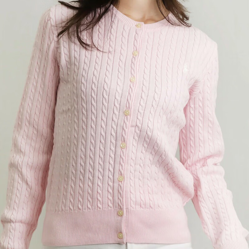 Polo Ralph Lauren拉夫劳伦女生针织衫女大童女士纯棉开衫上衣保暖秋冬 313543047  HINT O PNK M （建议身高140cm）