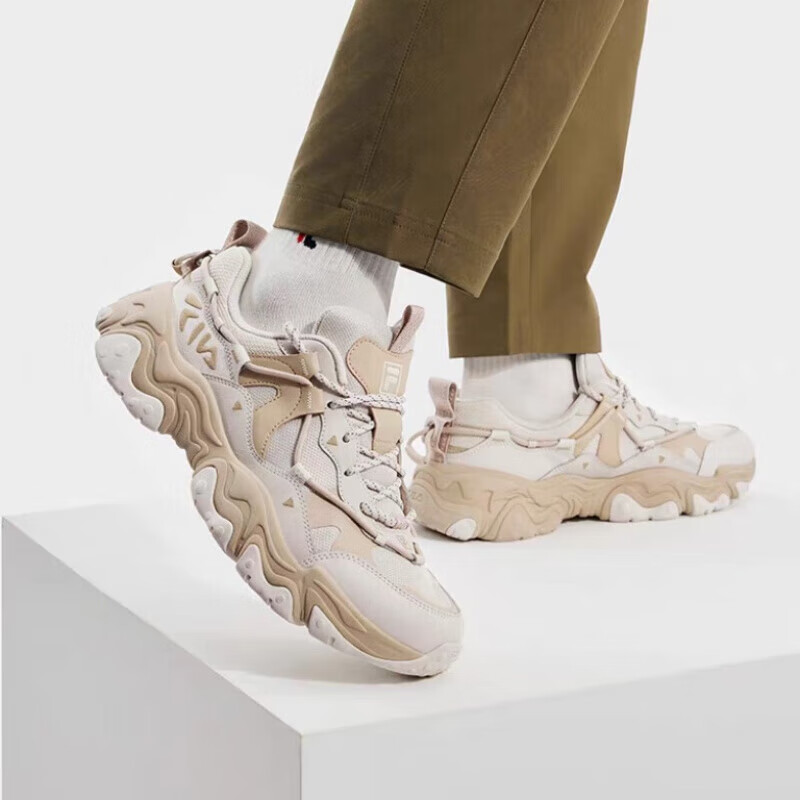 Fila2025新款猫爪5代老爹鞋透气休闲时尚潮牌男女情侣运动鞋 丁香灰紫 42