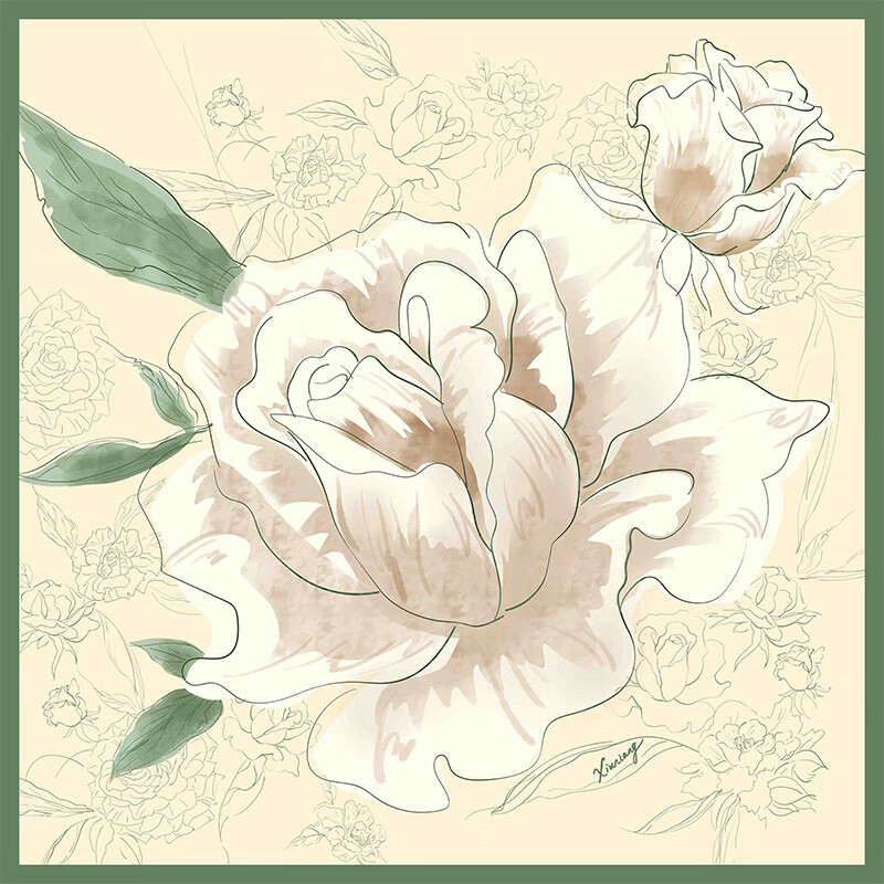 繡娘絲綢絲綢旗艦新款小方巾真絲絲巾女媽媽禮盒高端圍巾披肩 淺黃1