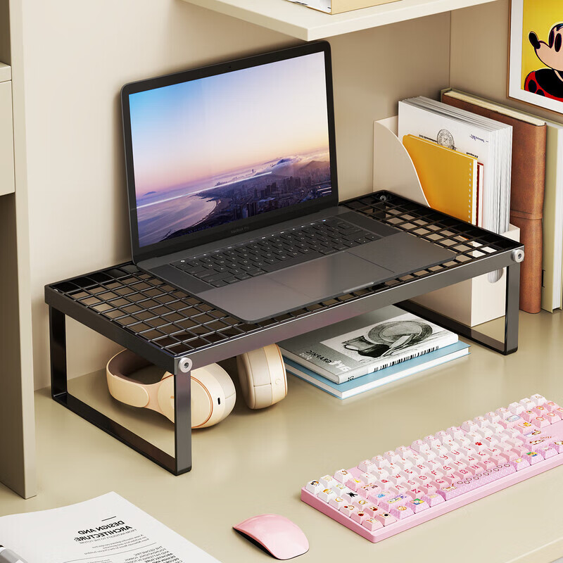 木格格笔记本电脑支架散热烧烤架游戏本电脑增高架桌面电脑加电脑置物架 黑色小号