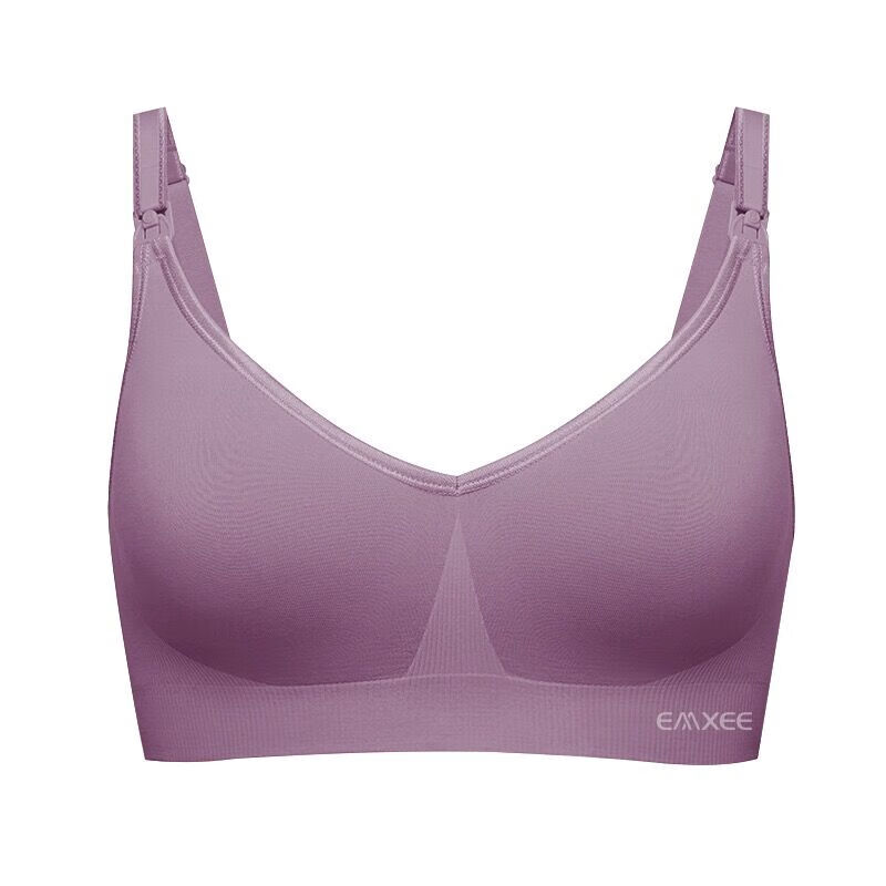 嫚熙经典新升级哺乳内衣孕期产后专用喂奶文胸聚拢防下垂胸罩夏季 藕荷色 【经典聚拢款】 S