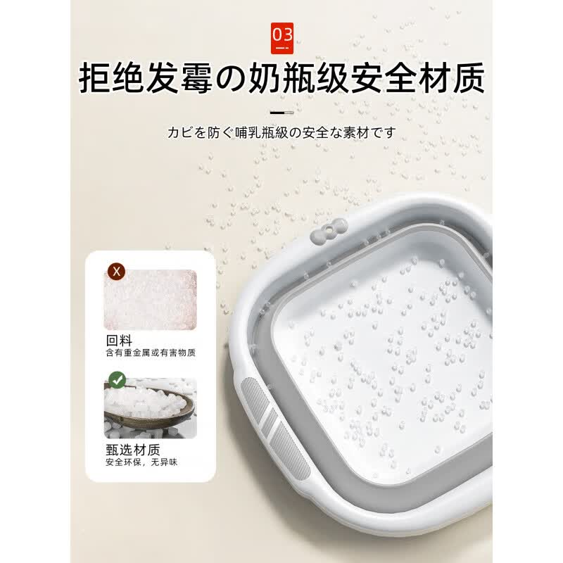 JCZS折叠洗脸盆家用塑料水盆便携式旅行学生宿舍用加厚耐用洗衣脚 特厚1个装小号/粉白色【0异味】送挂钩
