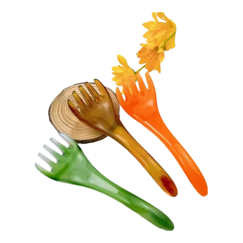 瑜伽头部按摩器五爪头疗梳按摩爪按摩经络梳树脂点穴挠抓头皮按头 卡其色