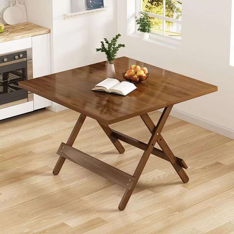 素树家居楠竹折叠桌子餐桌家用小户型饭桌户外便携简易方桌正方形阳台摆摊 茶色 单桌 60cm 60*60*74cm【高脚】款