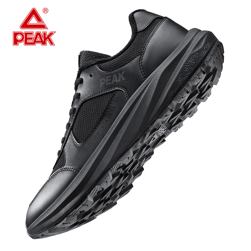 匹克态极跑步鞋软底减震耐磨登山鞋男鞋棉鞋全黑通勤冬季加绒运动鞋 黑色 39