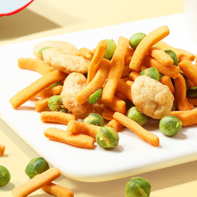 味滋源 虾条拌豆果 烤肉味炒货蚕豆青豆类怀旧零食品小吃 虾条豆果52g/袋*3