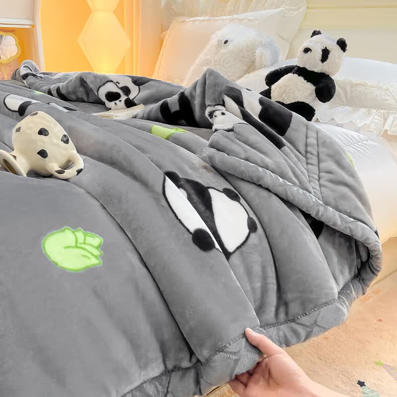 雅鹿毛毯被子1.5米x2米被子冬季毛毯冬天加厚加绒单人被毯子冬被6-8斤 小熊猫【3秒速暖 不压身不掉毛不静电】 150*200cm-4斤