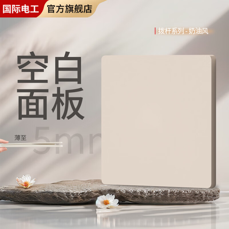 国际电工86型奶油风磨砂墙壁插座暗装超薄极简可可奶油家用拨杆开关面板 空白面板