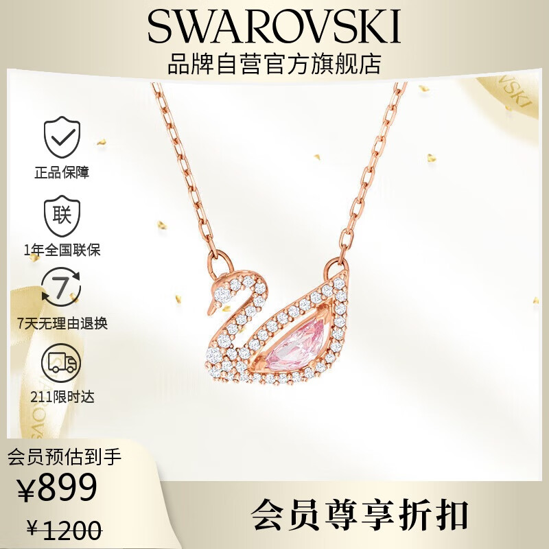 施华洛世奇（SWAROVSKI）SWAN 粉调天鹅女士项链女送女朋友生日礼物女5469989