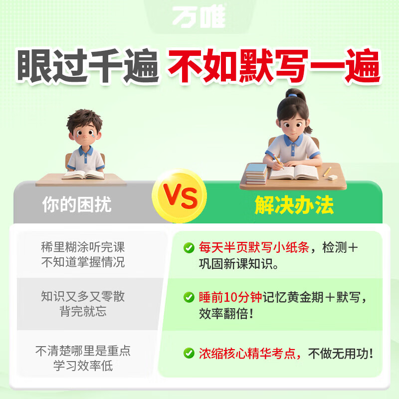 万唯考点默写初中语数英考点默写小纸条口诀秒记小四门 【小四门】考点默写小纸条4科合订