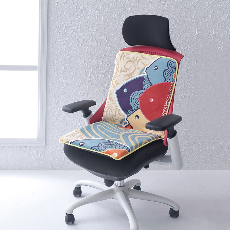 昕科电热椅垫电加热坐垫办公室靠背腰发热坐垫电暖垫家用小电热毯 七彩鱼-大暖身坐垫