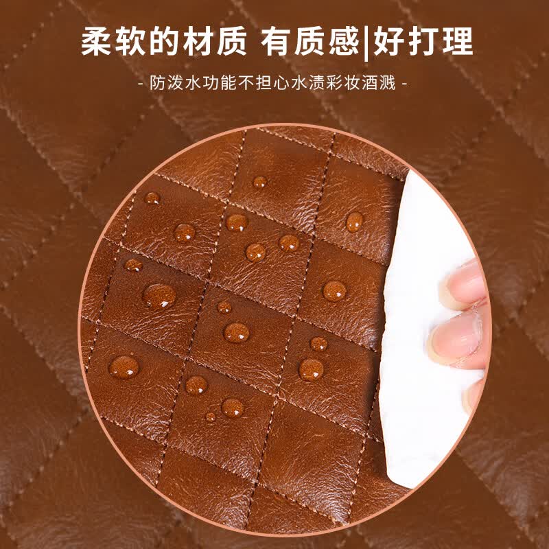 年多多圣诞节礼物高端轻奢手提化妆包女便携洗漱化妆品皮质防水收纳包 美拉德棕【真皮质感】