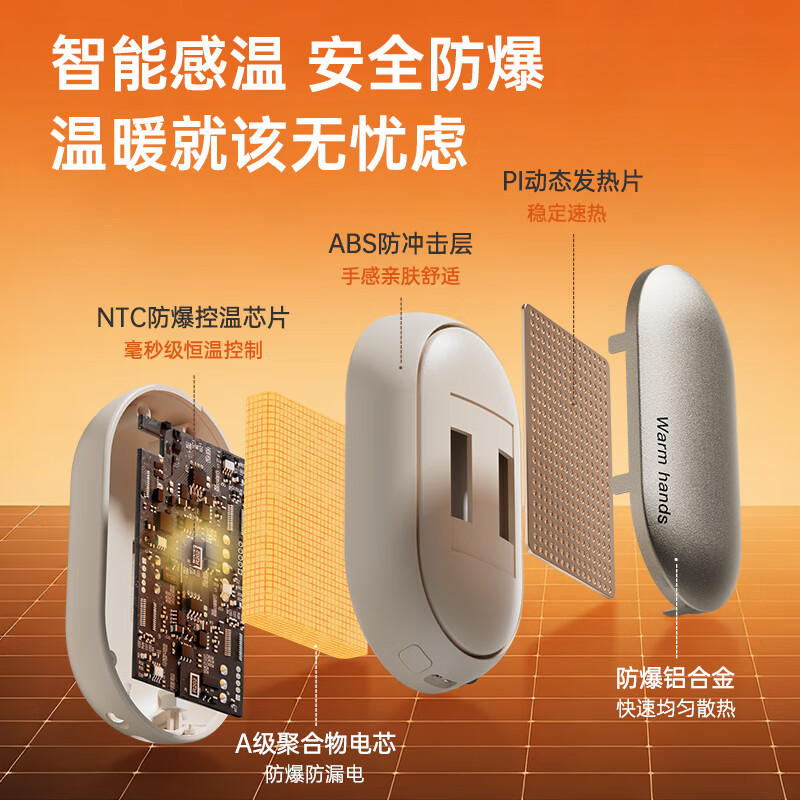 曼宿雷顿 暖手宝女生充电暖宝宝分离式手握暖手神器认证防爆磁吸二合一电竞暖手宝送女友老婆生日礼物 优雅黑【磁吸分体设计丨应急照明】