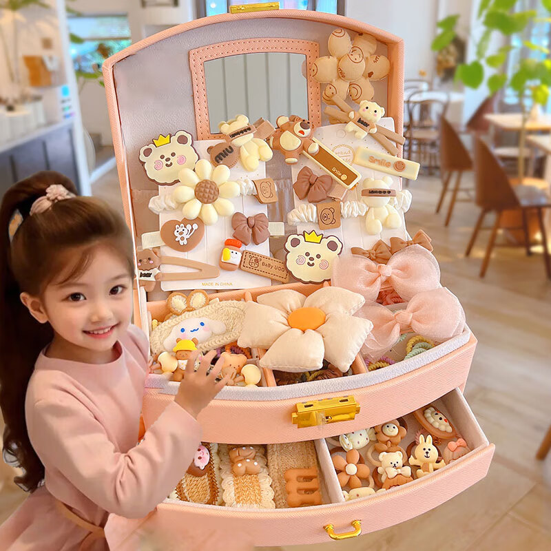 贝慕星儿童玩具女童生日礼物3-6岁发饰礼盒小女孩发夹首饰盒套装7-14岁