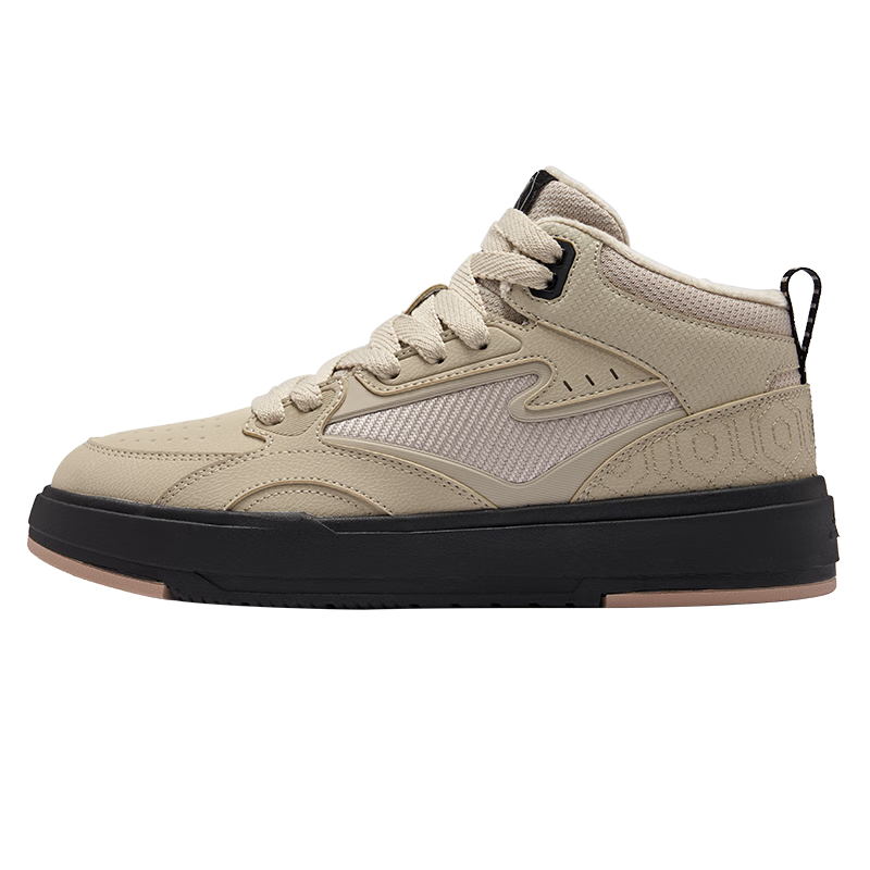 鸿星尔克男鞋加绒高帮板鞋秋冬季新款厚底增高棉鞋休闲运动鞋子征服4.0 浅雾灰 加绒 44