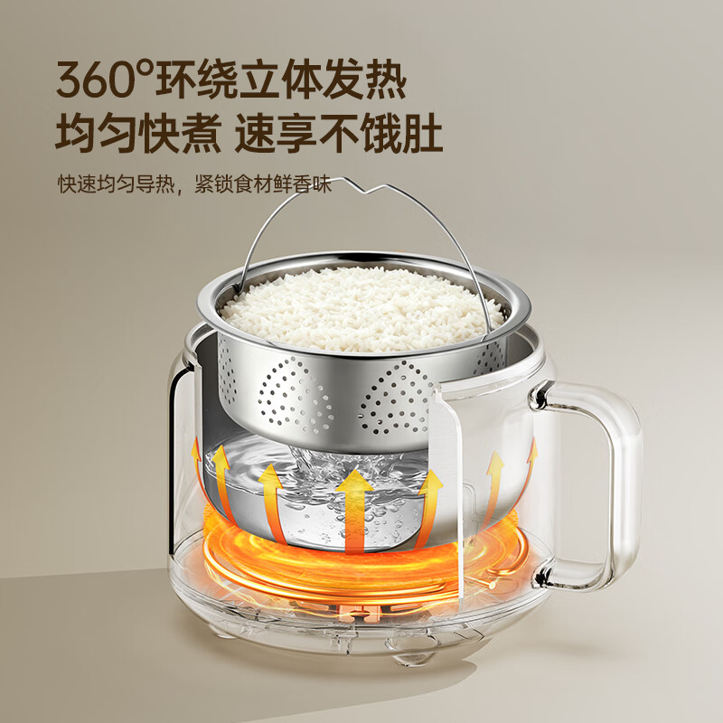 爸比爱婴儿辅食锅低糖电饭煲蒸煮多功能锅电煮锅火锅煮粥煲饭炖锅电蒸锅 无涂层-精选304不锈钢-八大功能