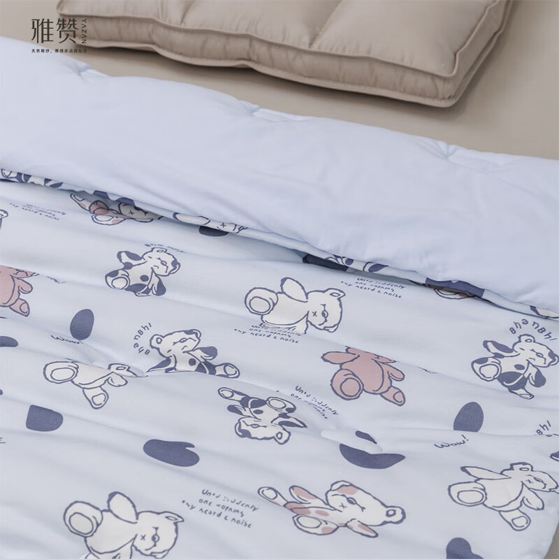 雅赞（YAZAN）儿童被子秋冬透气保暖豆豆绒盖毯夹棉被新生儿软糯包裹婴幼儿被子 布偶熊-四季被【适用温度15℃-25℃】 115cm*150cm（儿童被）