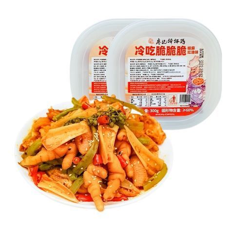廖记棒棒鸡椒麻大杂烩2盒麻辣冷吃脆卤无骨鸡爪贡菜鸡脚筋零食 冷吃脆脆脆300g*2盒