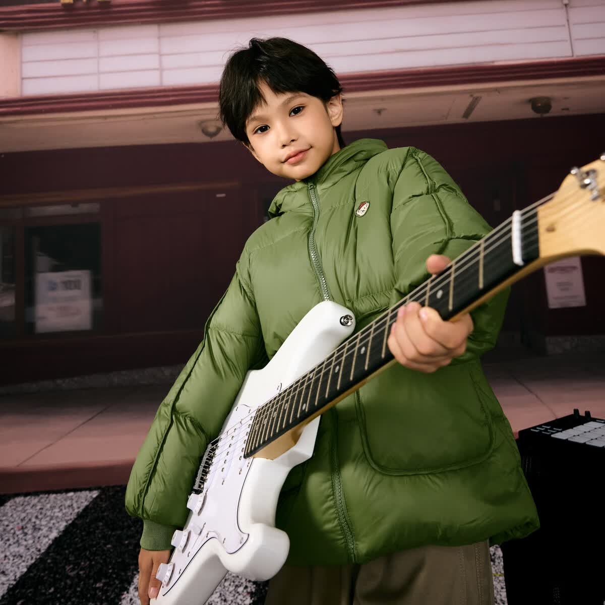 MQD男大童学院风潮酷休闲保暖连帽羽绒服