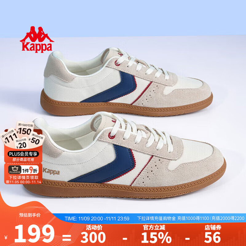 KAPPA卡帕男鞋板鞋德训鞋子男2025秋冬新款情侣休闲运动鞋男透气网面鞋 经典白/海昌蓝 35