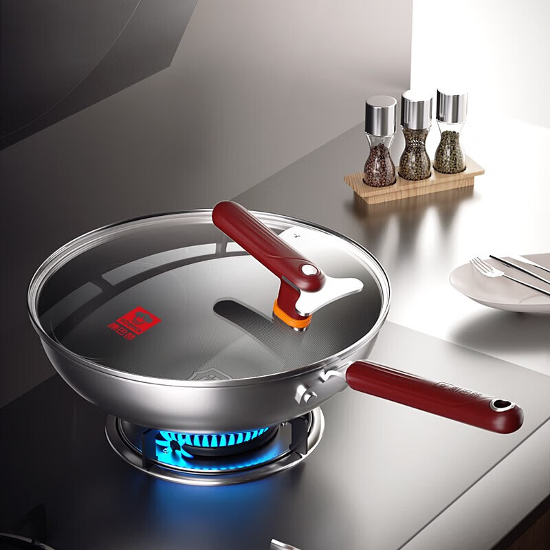 康巴赫（KBH）钛盾炒锅无涂层钛锅不粘锅家用少油烟平底炒菜锅电磁炉明火三代 三代钛盾无涂层不粘炒锅 30cm