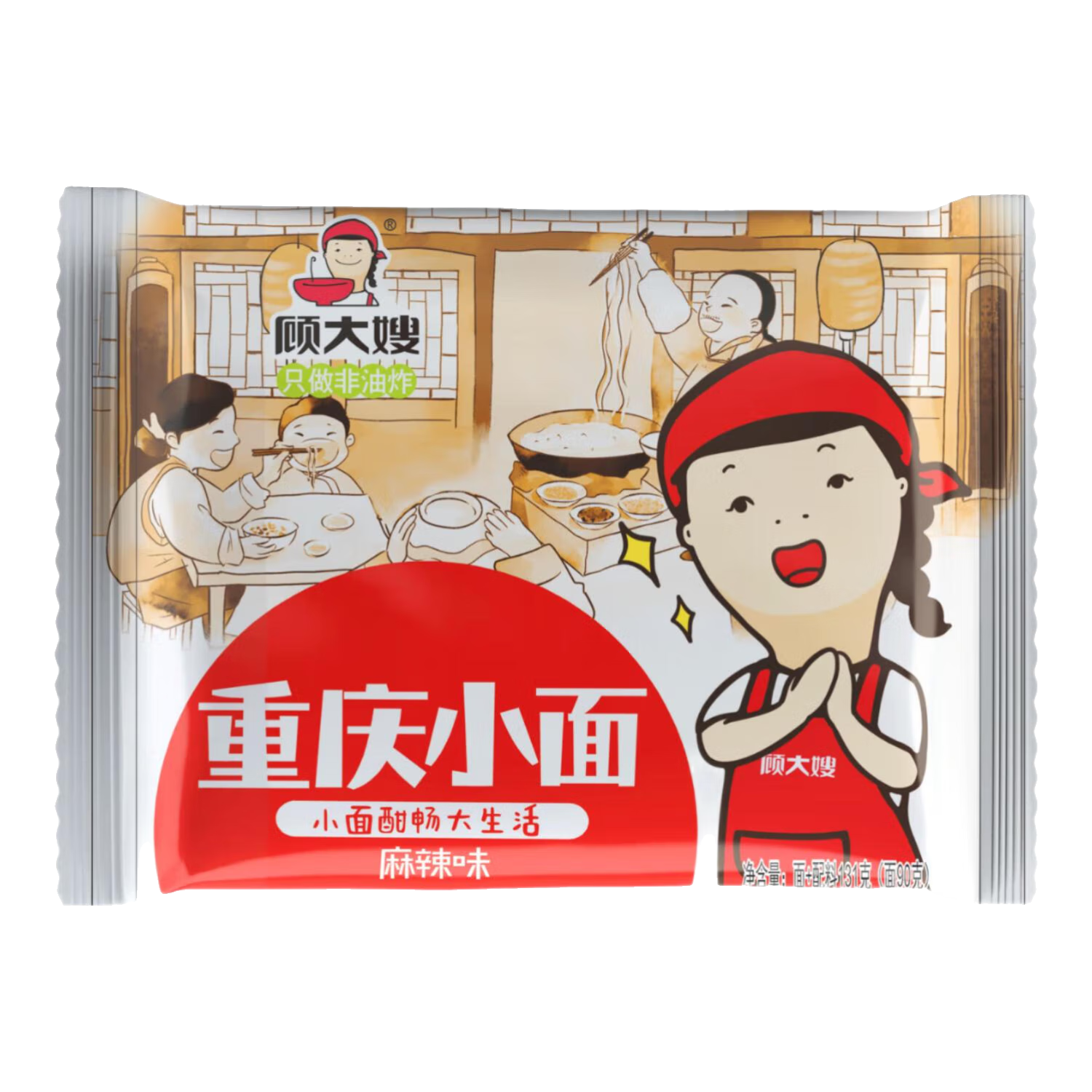 顧大嫂 【整箱10袋】重慶小面袋裝麻辣面非油炸方便面面條湯面沖泡即食 重慶小面131g*3袋