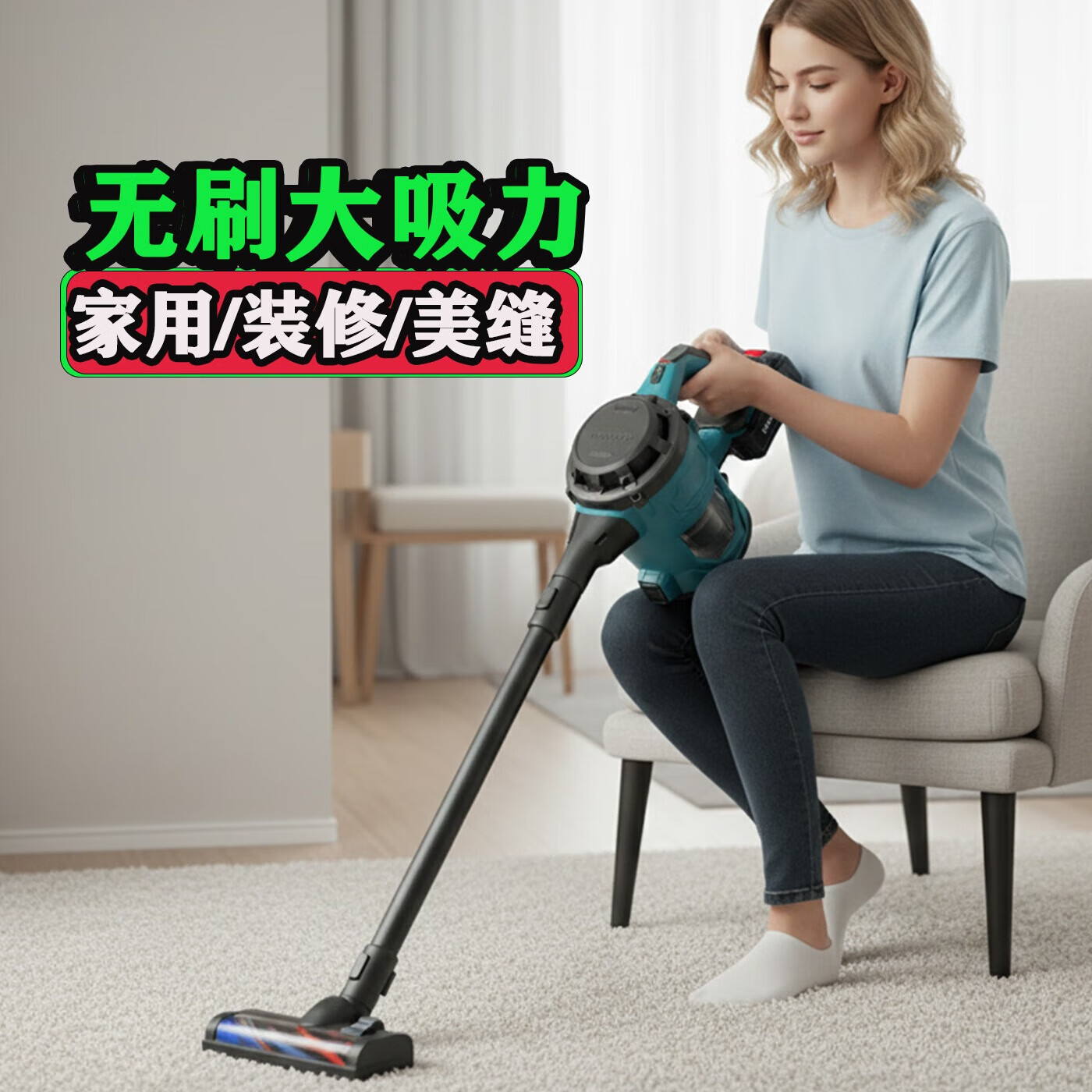 MOTOFEEL车载家用吸尘器充电大吸力强劲车载手持锂电大功率工业无刷家用吸尘宠物狗毛地毯车家两用吸尘机 壶状吸尘器（2电池）