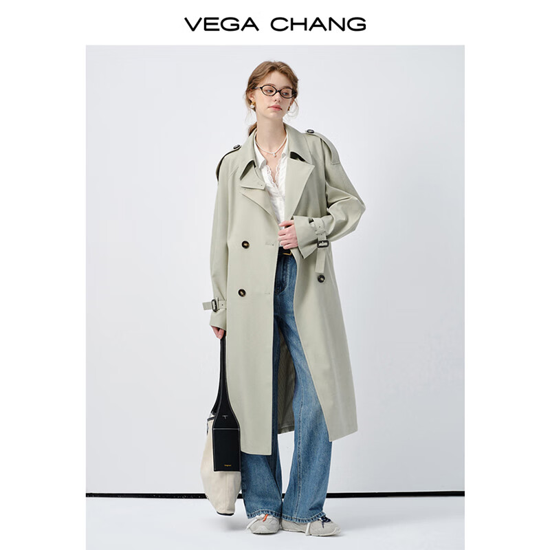 VEGA CHANG风衣女中长款2026春季知识分子大衣小个子英伦风外套 摩卡棕 XS