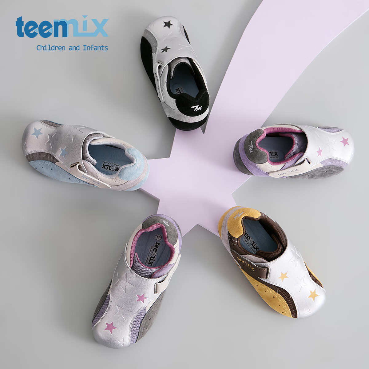 天美意童鞋2025年春秋新款男童女童百搭复古魔术贴休闲单鞋运动鞋 紫色 33