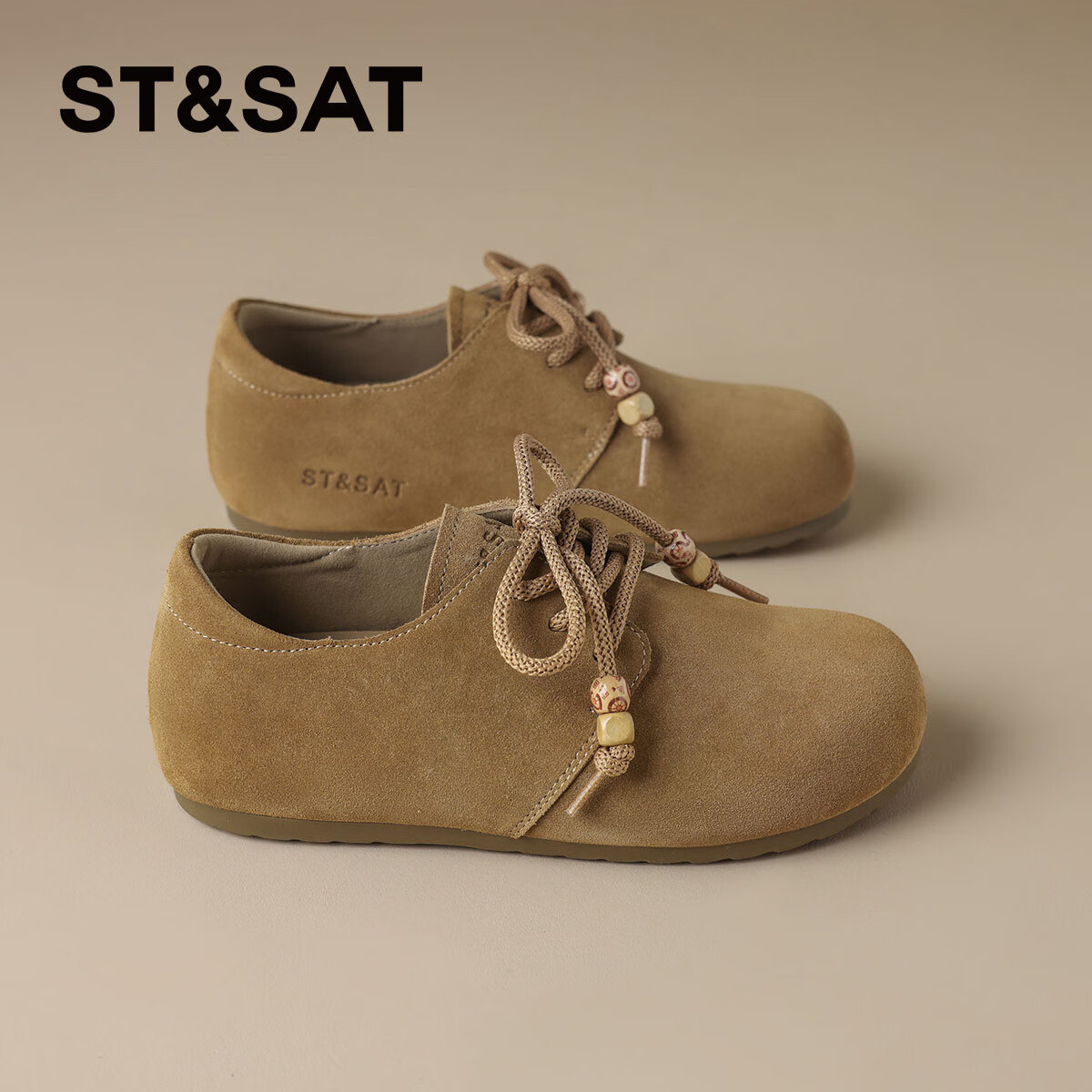星期六2025秋季勃肯鞋英伦风新款复古小皮鞋厚底女鞋百搭休闲乐福鞋女鞋 驼色 36