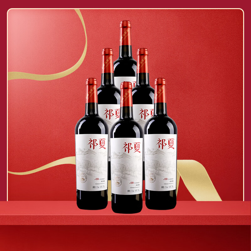 祁夏T09干红葡萄酒 750ml 商务宴请自饮微醺约会节日送礼 13度750ml*6