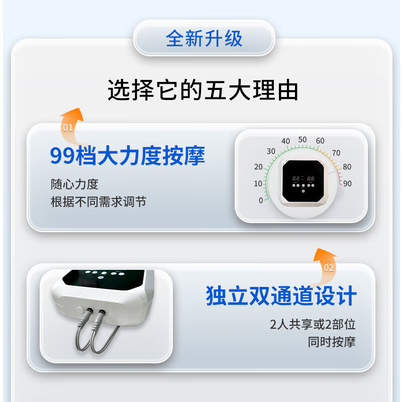 掌铭（ZHANGMING）家用脉冲按摩器中低频电疗仪颈肩腰腿电动针灸疏通经络按摩理疗仪 【双通道按摩】99档调节【双份贴片】