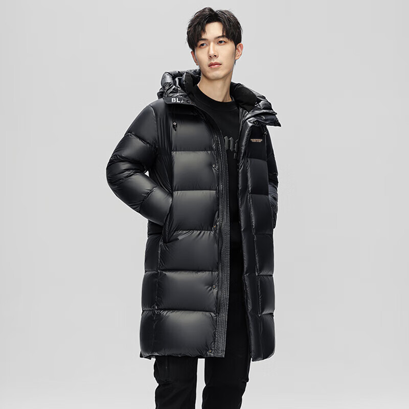 雅鹿【鹅绒泡芙】长款鹅绒羽绒服女冬季连帽加厚极寒男女同款外套 【鹅绒】黑色女款 M /170