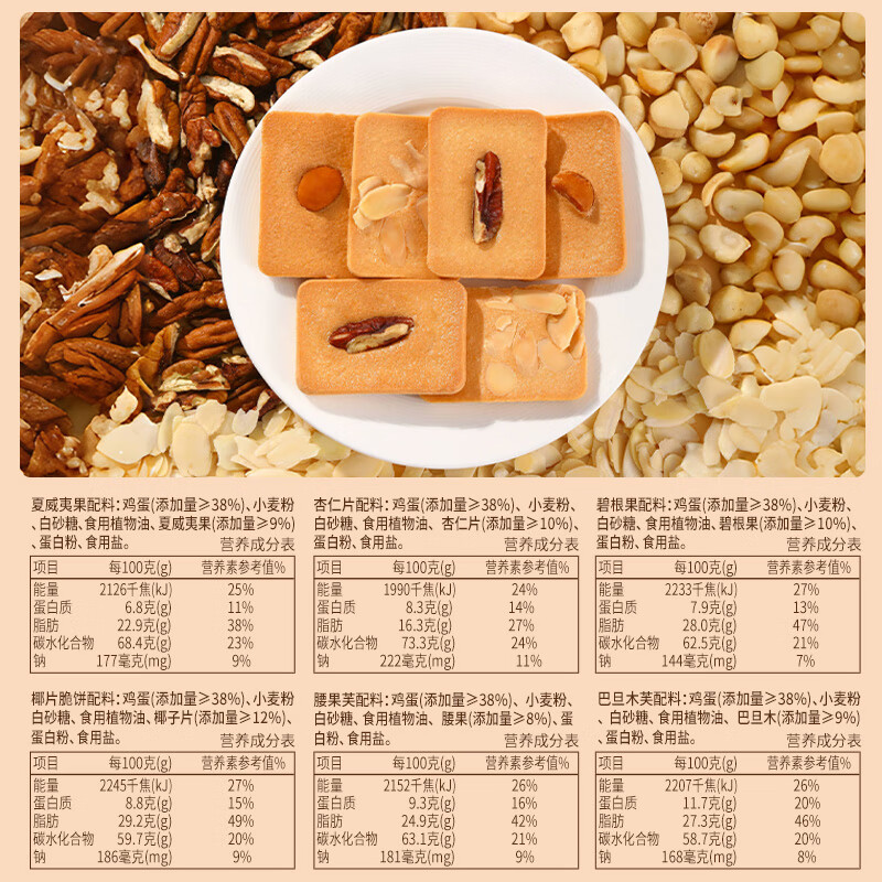 卡仕伽坚果芙椰子脆片曲奇饼干下午茶休闲早餐健康小零食独立包装 【累计热销1亿包】 经典爆款（345g约45包）