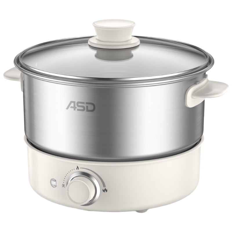 愛(ài)仕達(dá)（ASD）多功能鍋0涂層不銹鋼電火鍋4L大容量家用電燉鍋電煮鍋電鍋 火鍋專用鍋 涮煮燉煎 分體式可拆鍋體