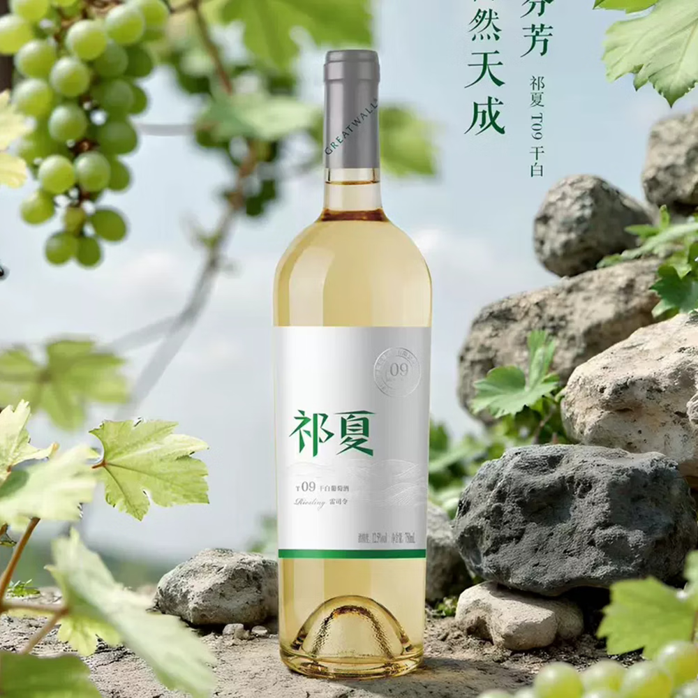 祁夏T09 雷司令干白葡萄酒 750ml微醺自饮送礼约会酒 12.5度750ml*6