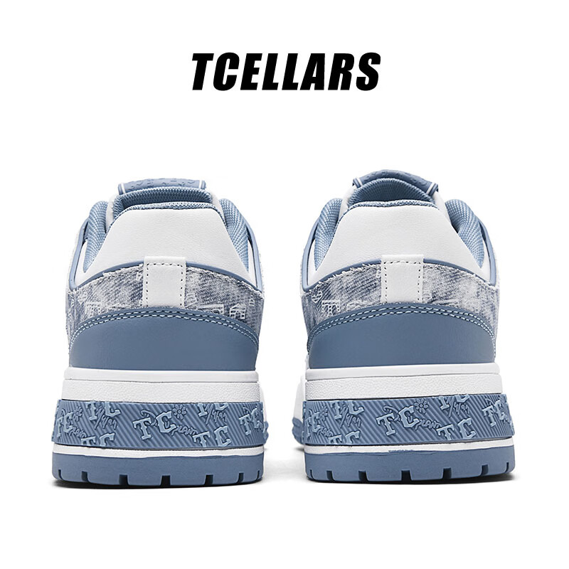 Tcellars板鞋男鞋2025冬季新款轻奢涂鸦潮鞋低帮厚底复古百搭休闲鞋子男款 牛仔蓝（Tpai） 44