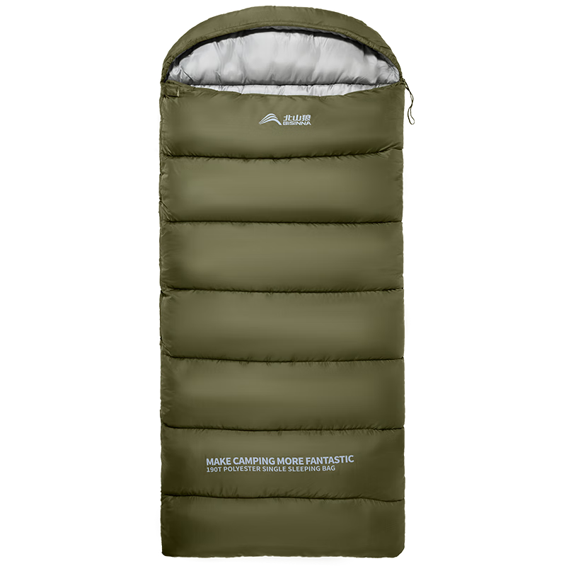 北山狼 成人睡袋冬季石墨烯加厚加宽防寒户外露营午休两用单人被子 双人款-6.0Kg风松绿【送植绒枕】